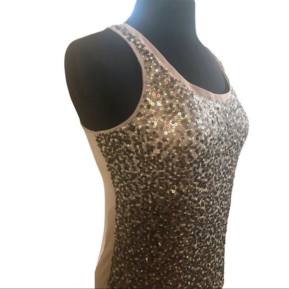 Express Tan Sequin Front Tank Top Size S - Picture 4 of 10
